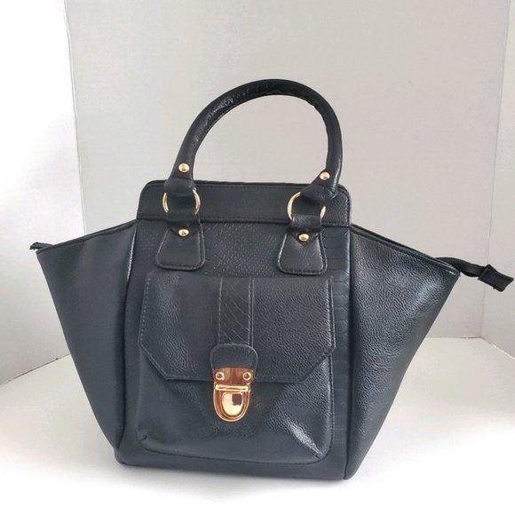 New Look Handheld Buckle Detail Satchel, Black, - Picture 1 of 9